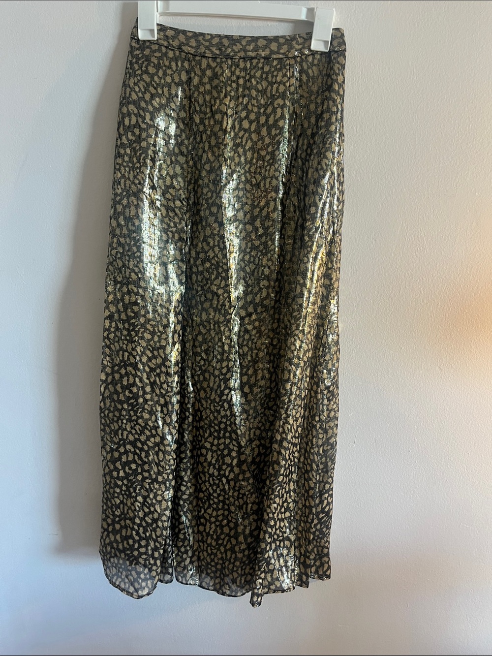 Metallic/Sheer Gold Leopard-Print Maxi Skirt - Picture 2 of 4